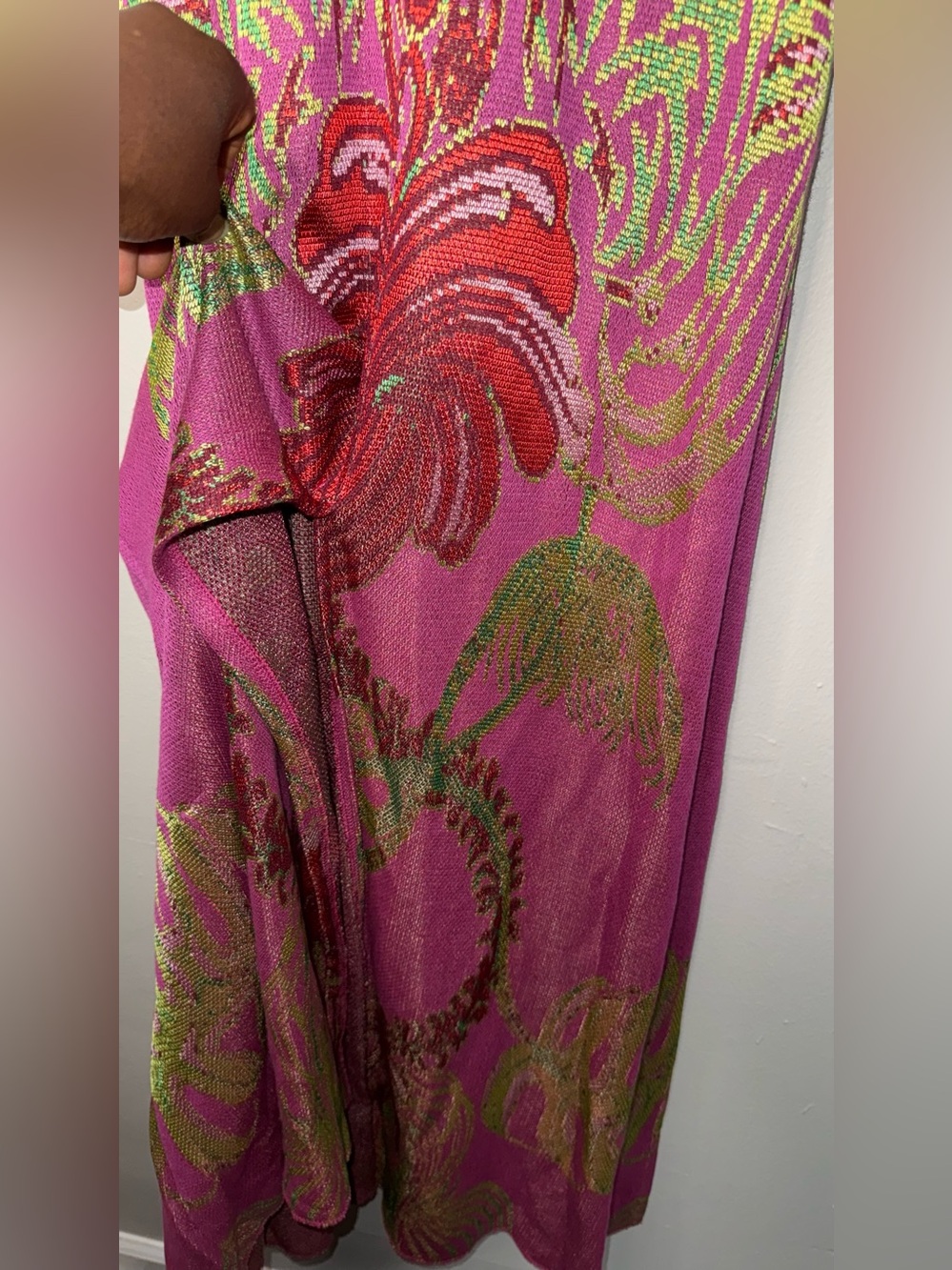 Cecilia Prado Sleeveless Fuchsia Maxi Dress with Tropical Beaded Motif - Picture 5 of 16